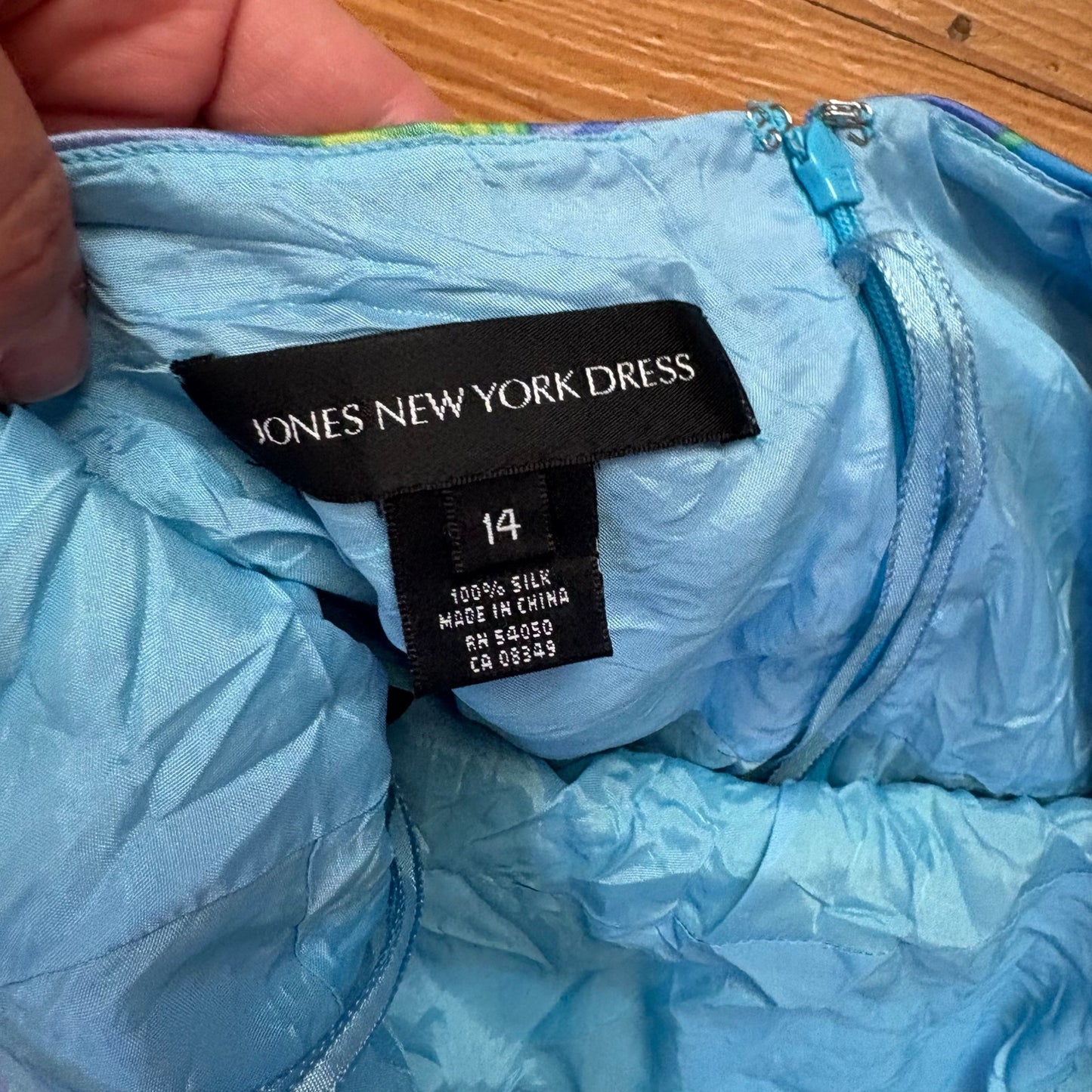 Jones New York y2k green blue floral halter silk midi dress SIZE 14