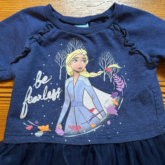 Disney Frozen graphic navy blue long sleeve tulle bottom dress SIZE 2T