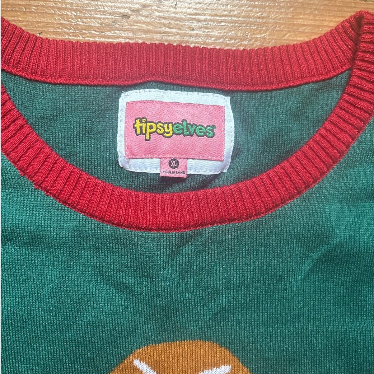 Tipsy Elves green gingerbread abs funny Christmas sweater SIZE XL