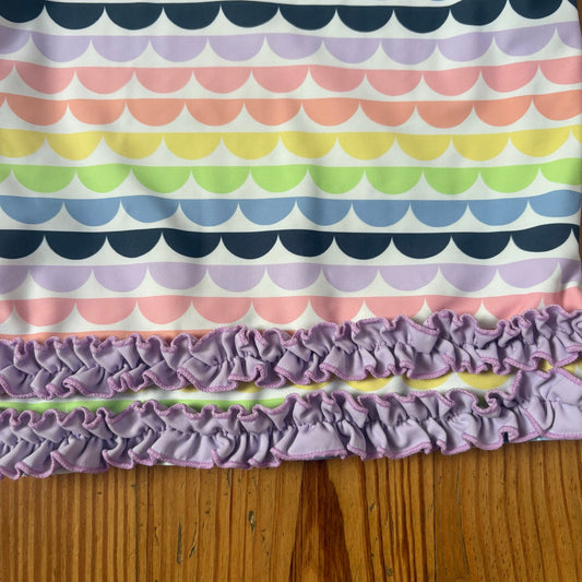 Ruffle Butts colorful scalloped short sleeve ruffle bottom rash guard SIZE 3T