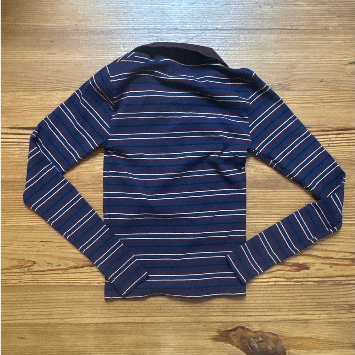 Urban Outfitters blue dark red long sleeve striped womens polo shirt SIZE S