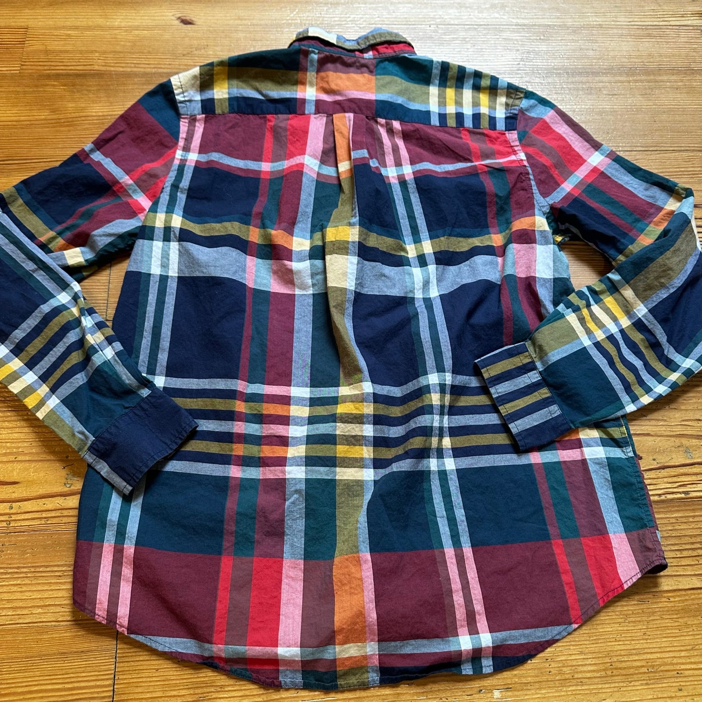 Ralph Lauren navy red yellow plaid pattern long sleeve button up shirt SIZE 18