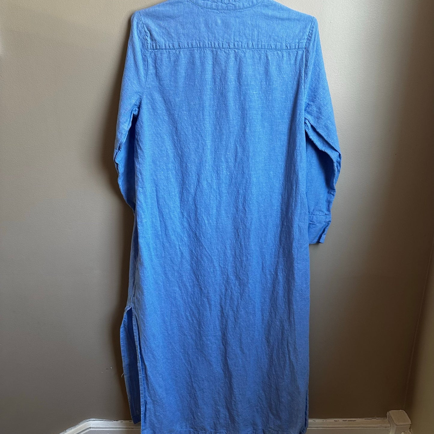 Vineyard Vines blue linen blend long sleeve maxi dress SIZE S