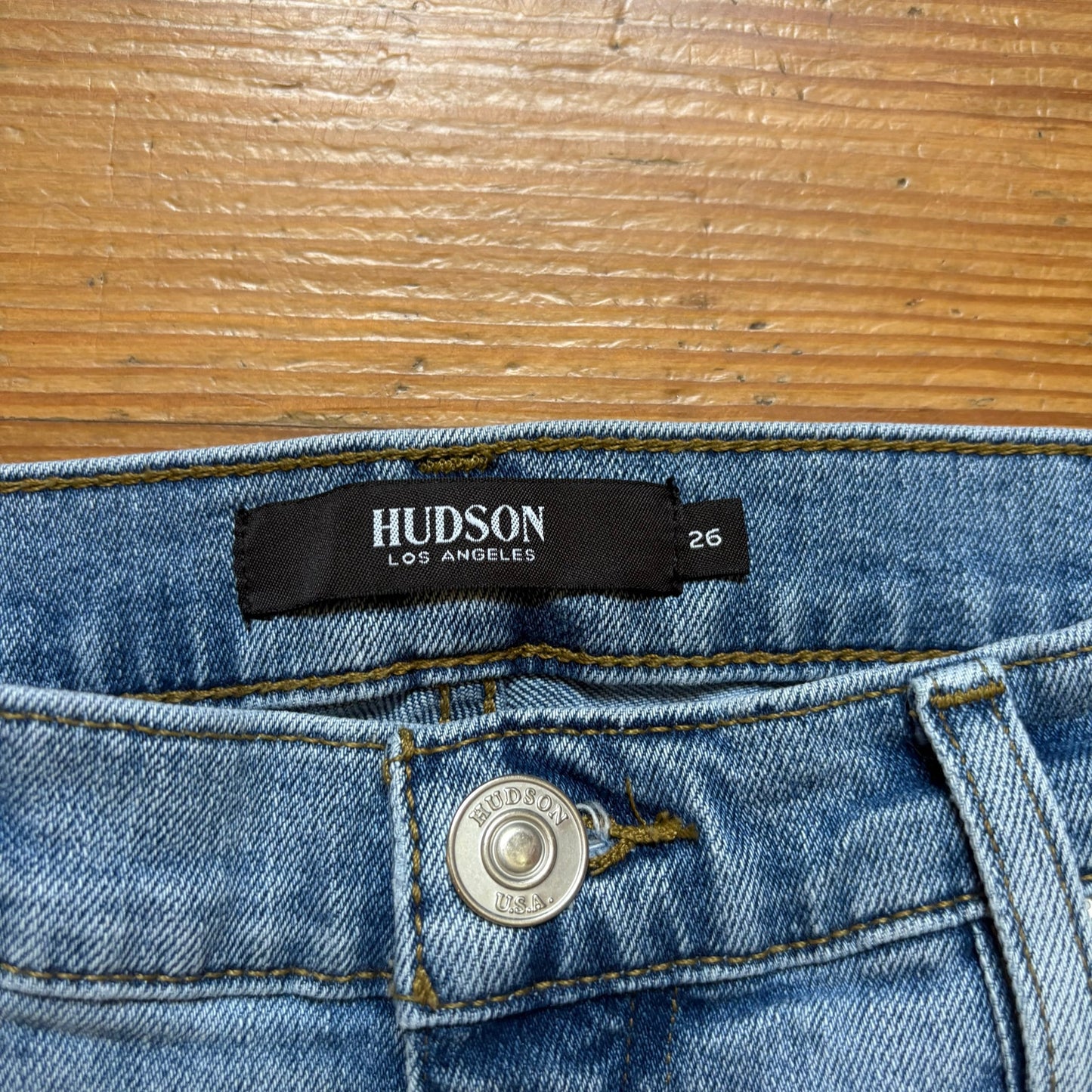 Hudson Lana medium wash raw hem ankle straight jeans SIZE 26