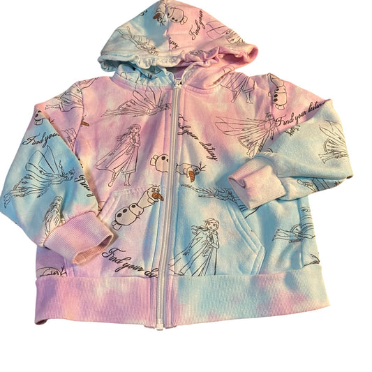 Disney Frozen II Elsa pink blue tie dyed full zip sweater shorts set SIZE 4T