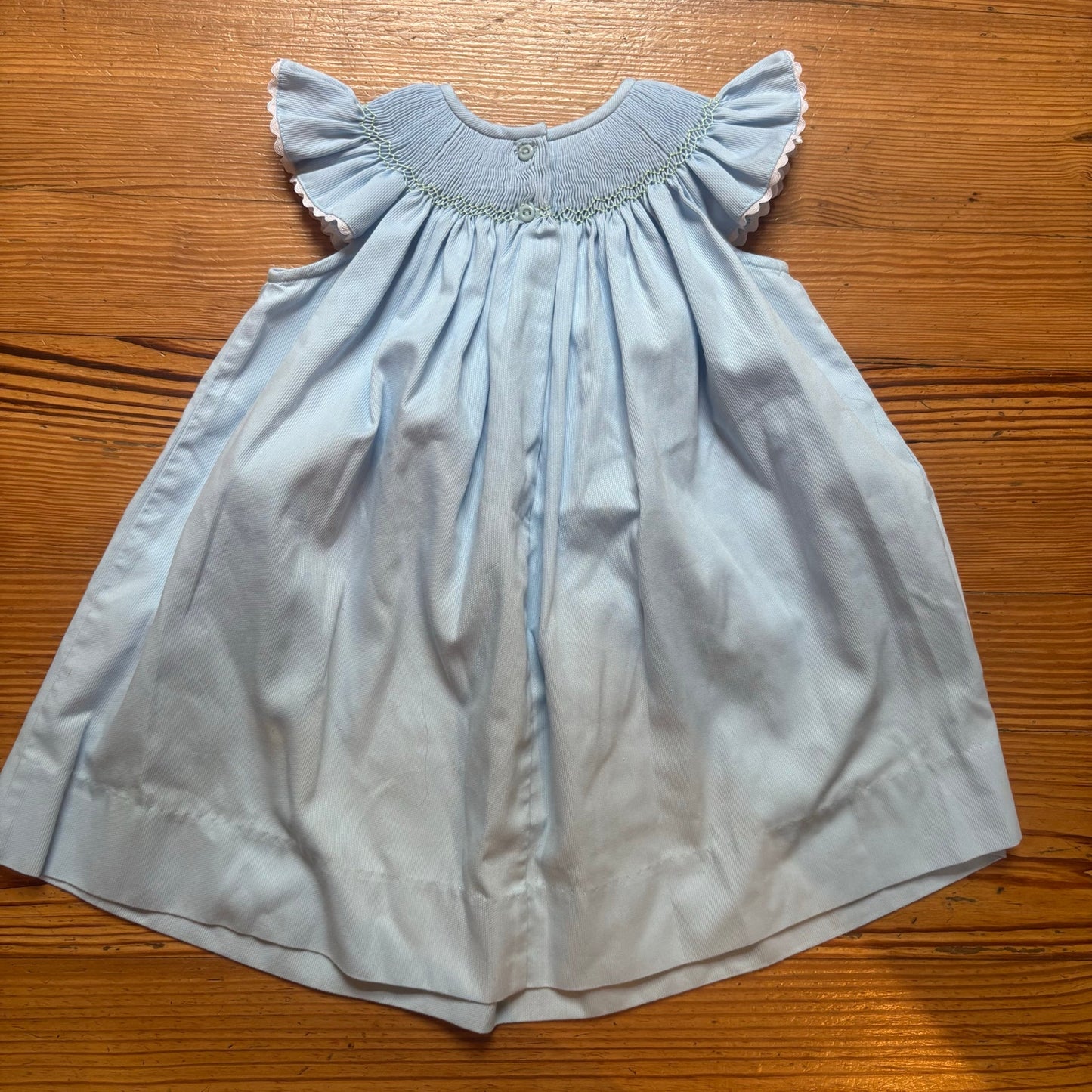 The Bailey Boys light blue bunny smocked short sleeve baby dress SIZE 18M