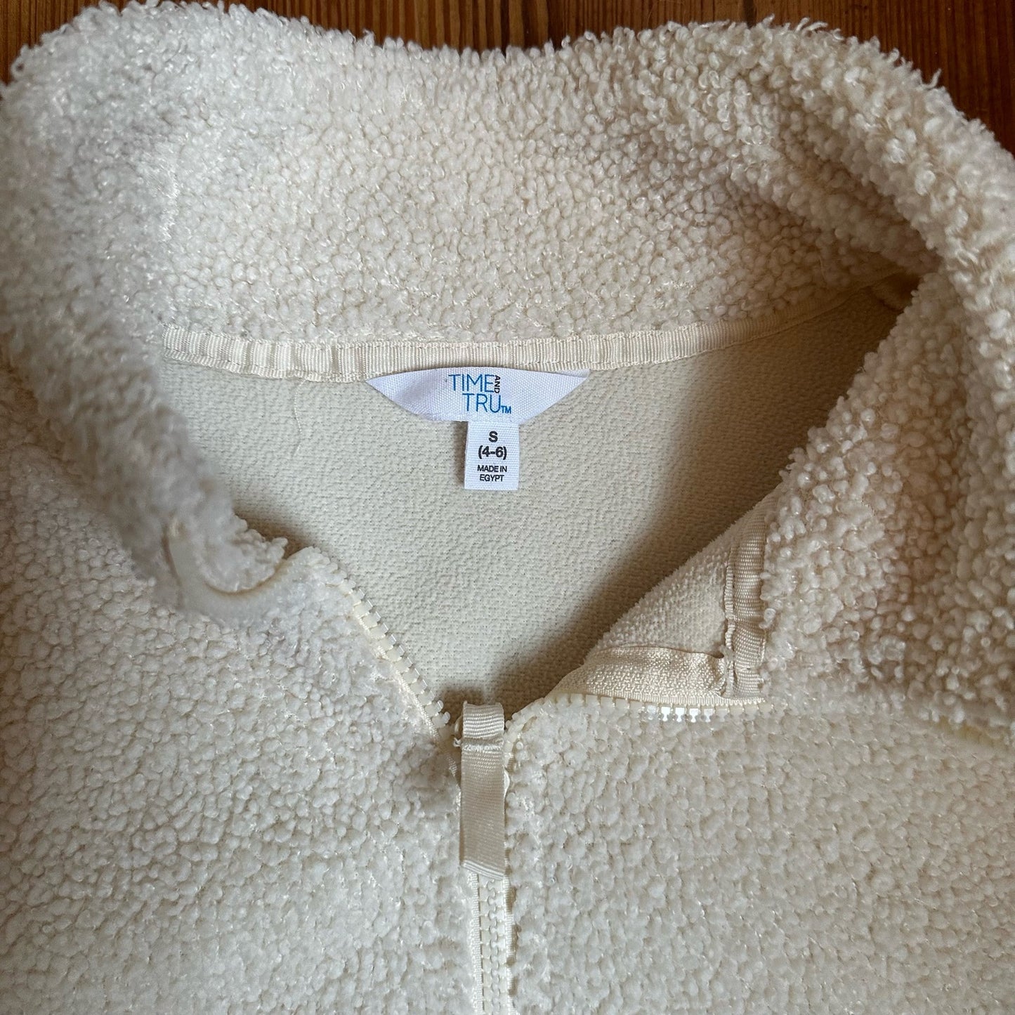Time and Tru cream fleece tunic adjustable sweater SIZE S