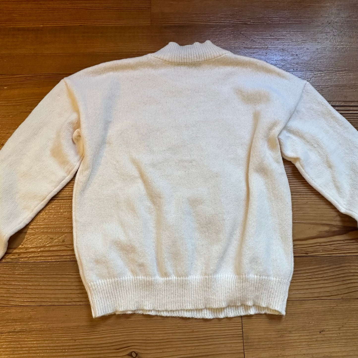 Shein white mock neck back Picasso design sweater SIZE S