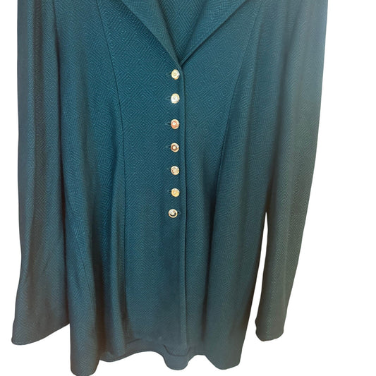 St. John dark emerald knit green gold toned buttons womens blazer SIZE 8