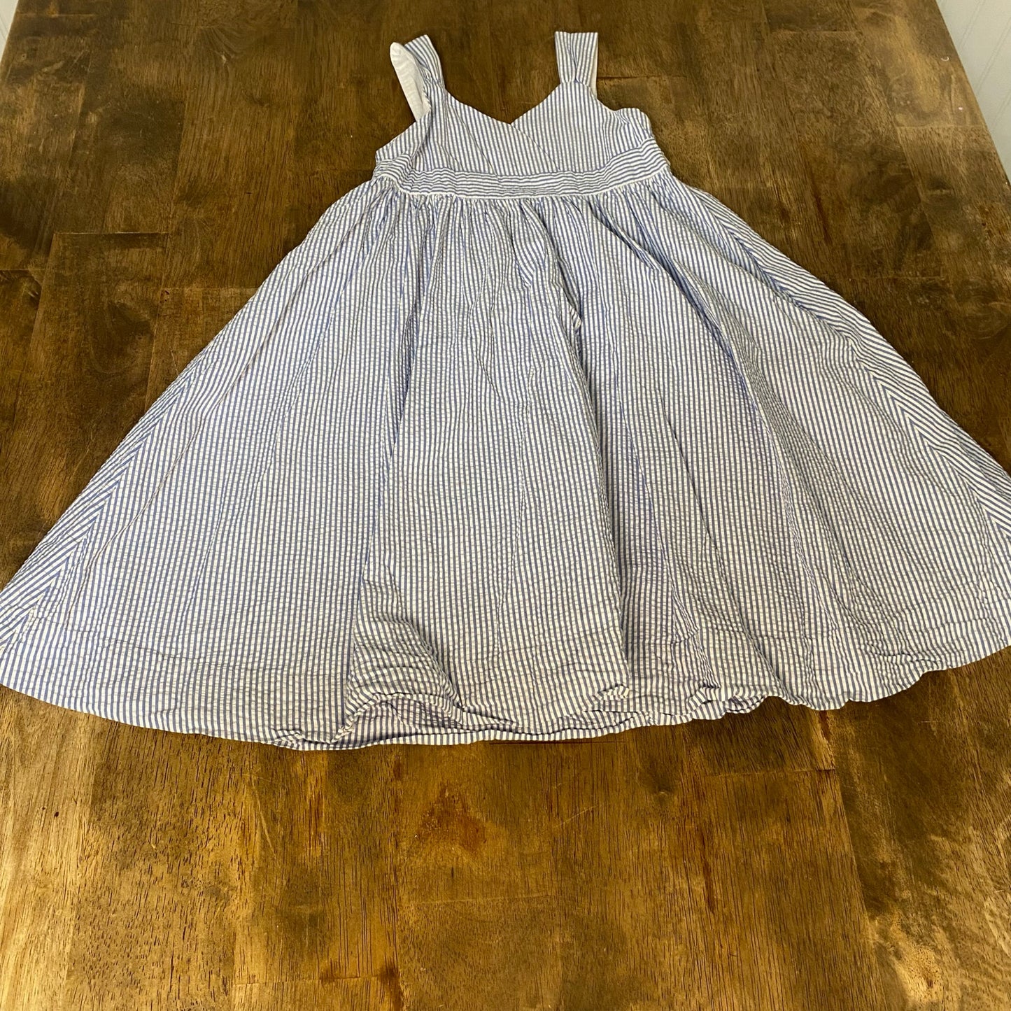 Ralph Lauren blue white pin striped tank zipper side fit flare dress SIZE 6