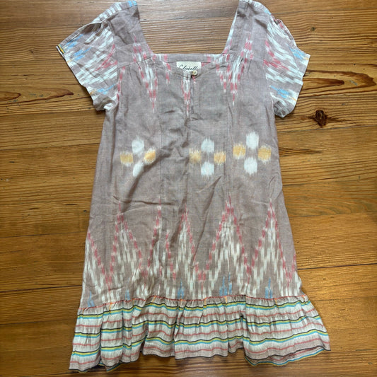 Cleobella neutral brown ruffle bottom oversized shirt dress SIZE XS