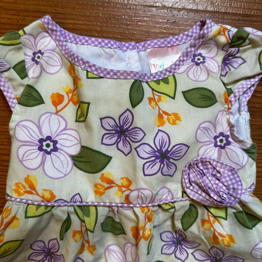 Kidgets green purple floral check short sleeve dress SIZE 18M