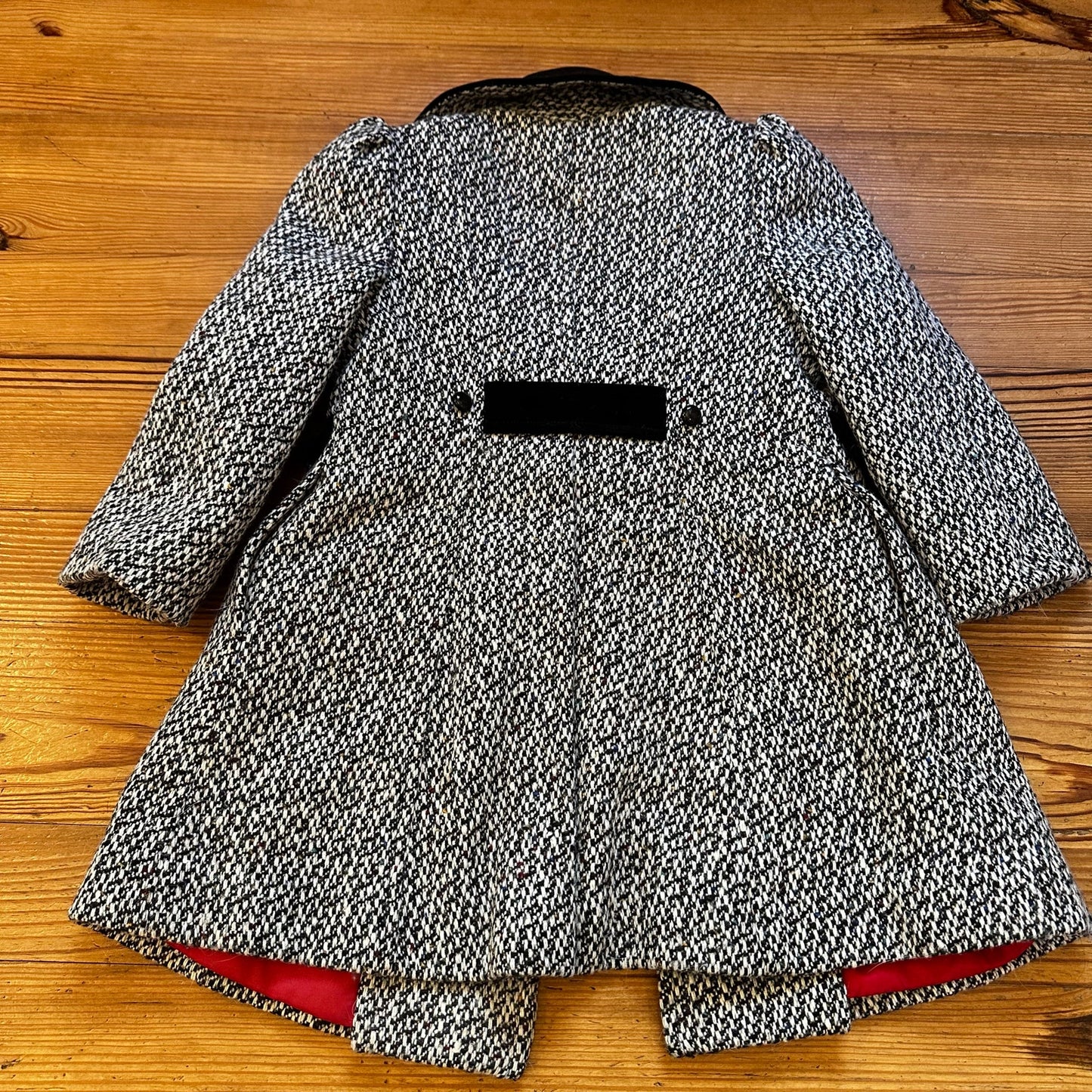 Young Gallery black white collar double breasted kids wool trench coat SIZE 5