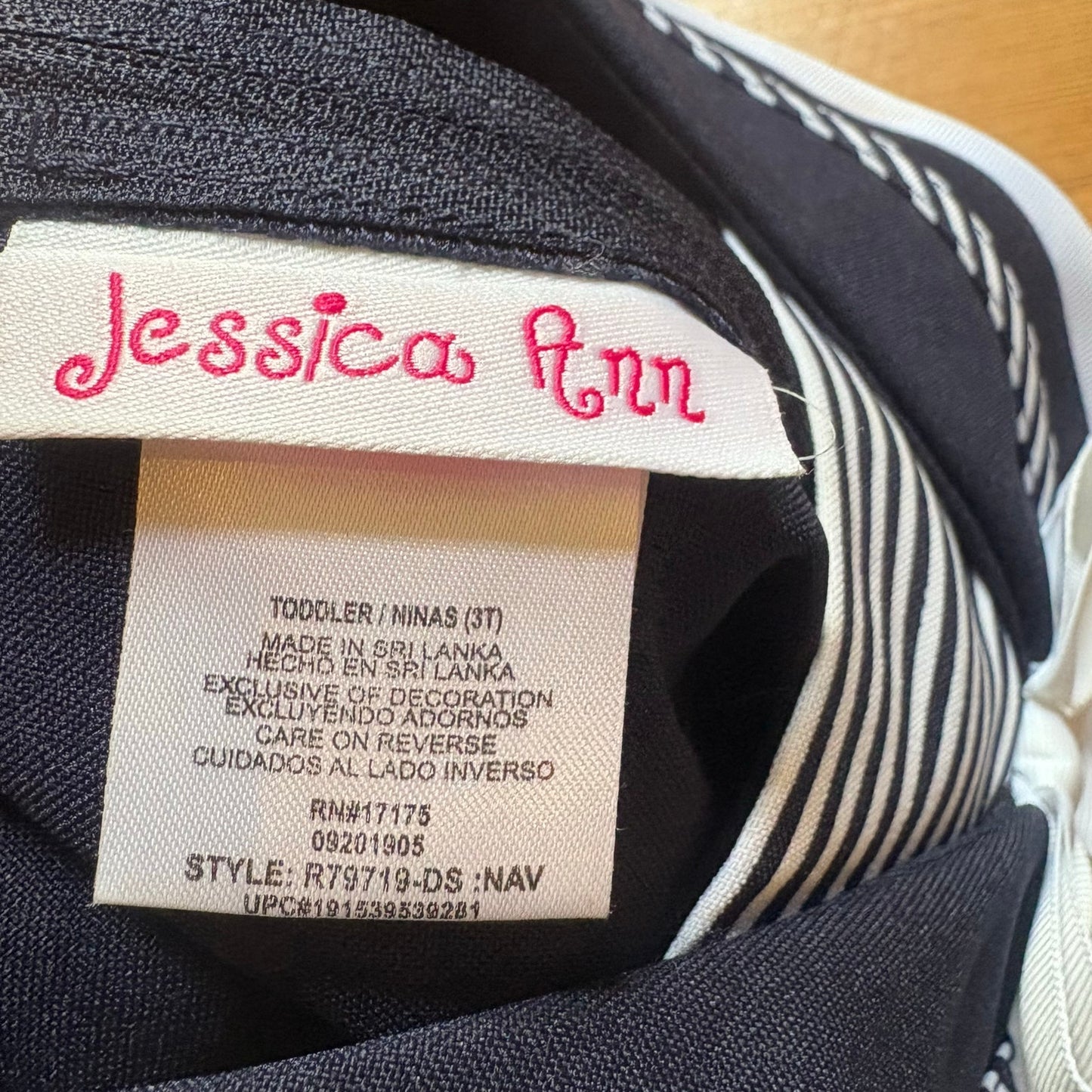 Jessica Ann dark blue white Navy short sleeve girls dress SIZE 3T