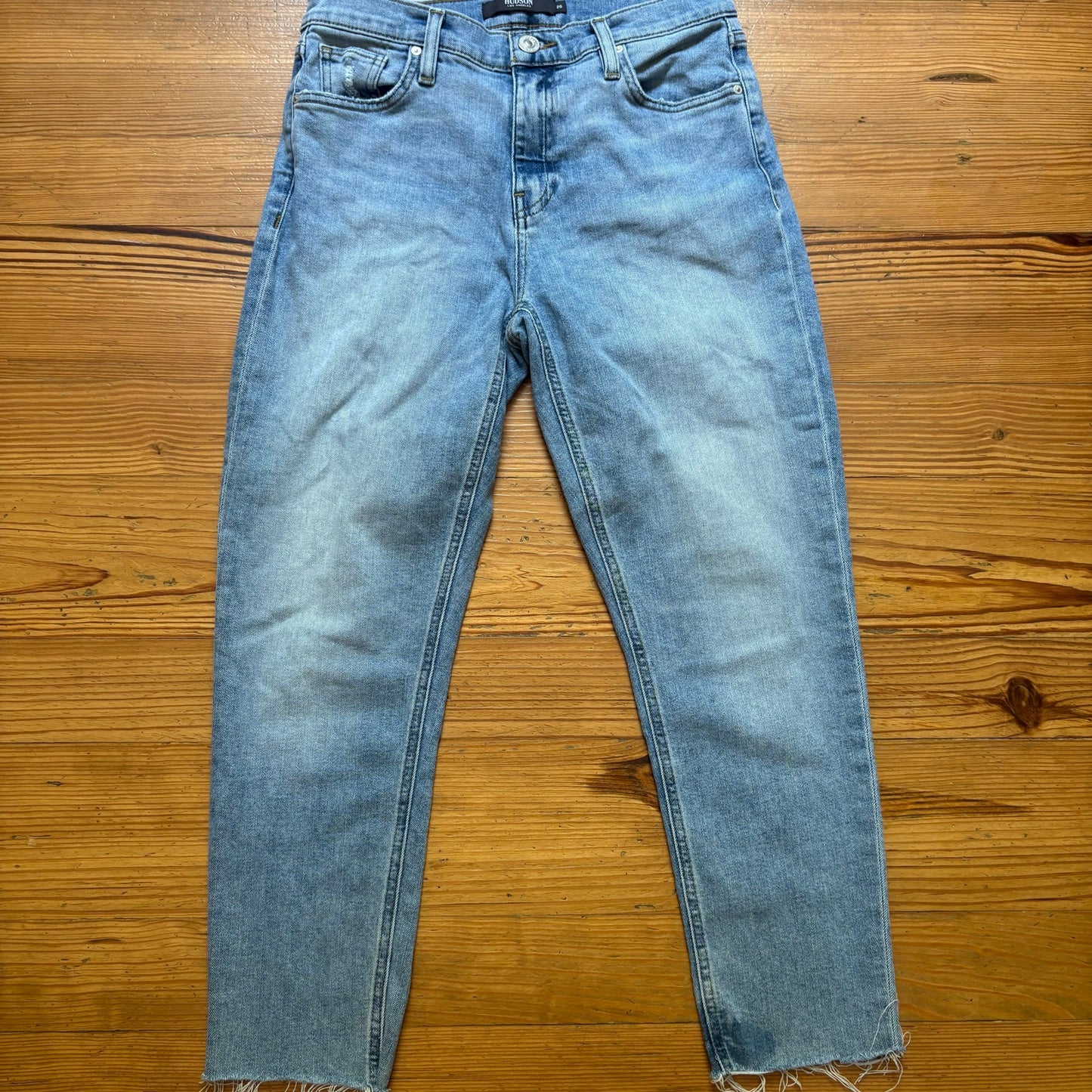 Hudson Lana medium wash raw hem ankle straight jeans SIZE 26