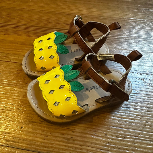 Carter's tan yellow pineapple easy on sandals SIZE 4