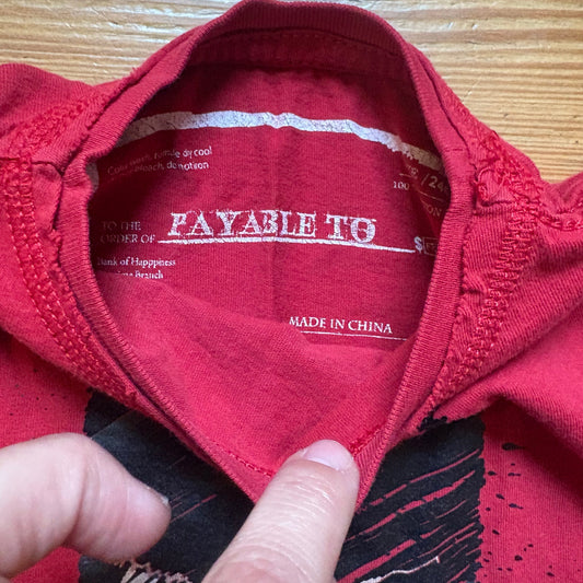 DC Comics Batman red black lined long sleeve baby shirt SIZE 24M