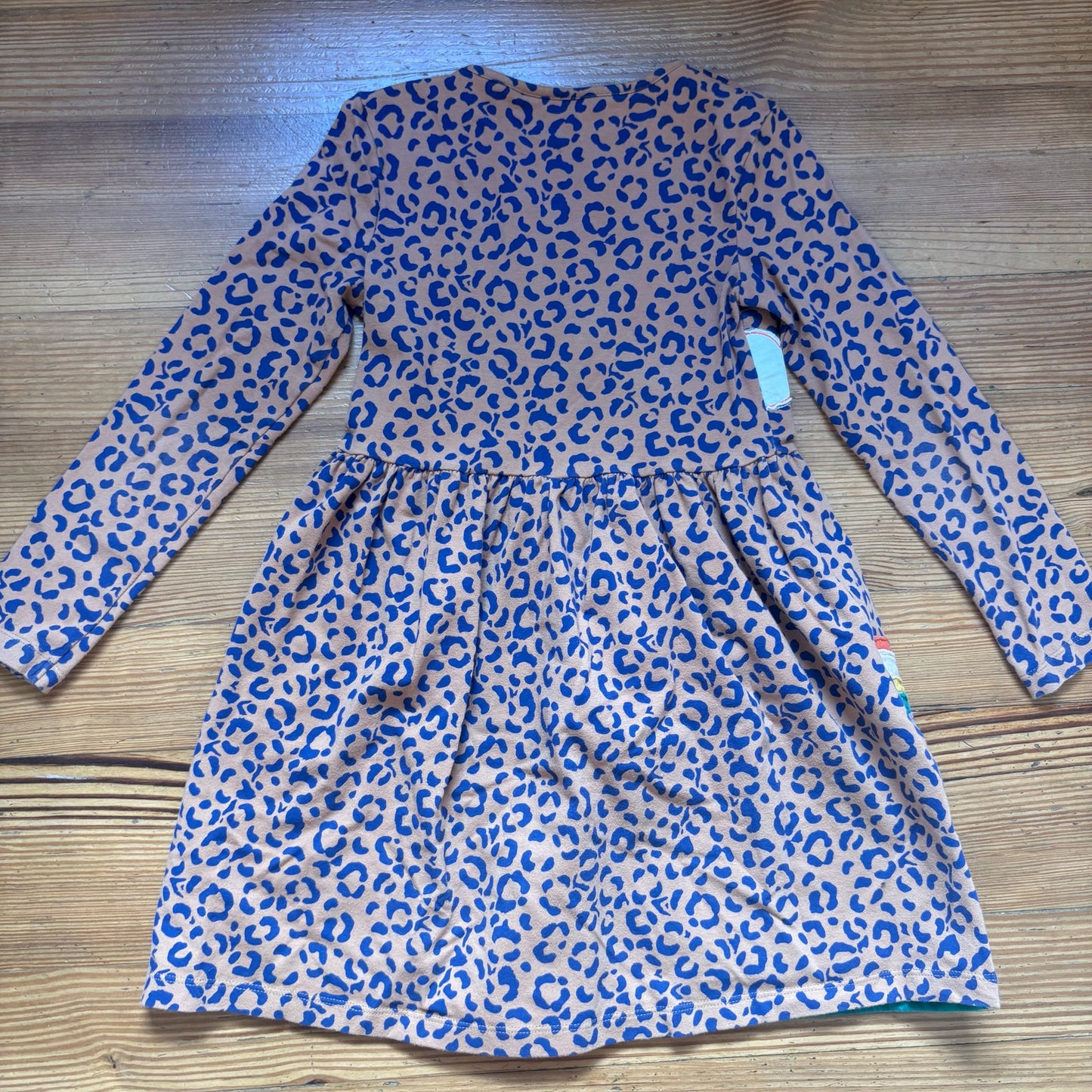 Boden cheetah print animal rainbow embroidered long sleeve girls dress SIZE 7