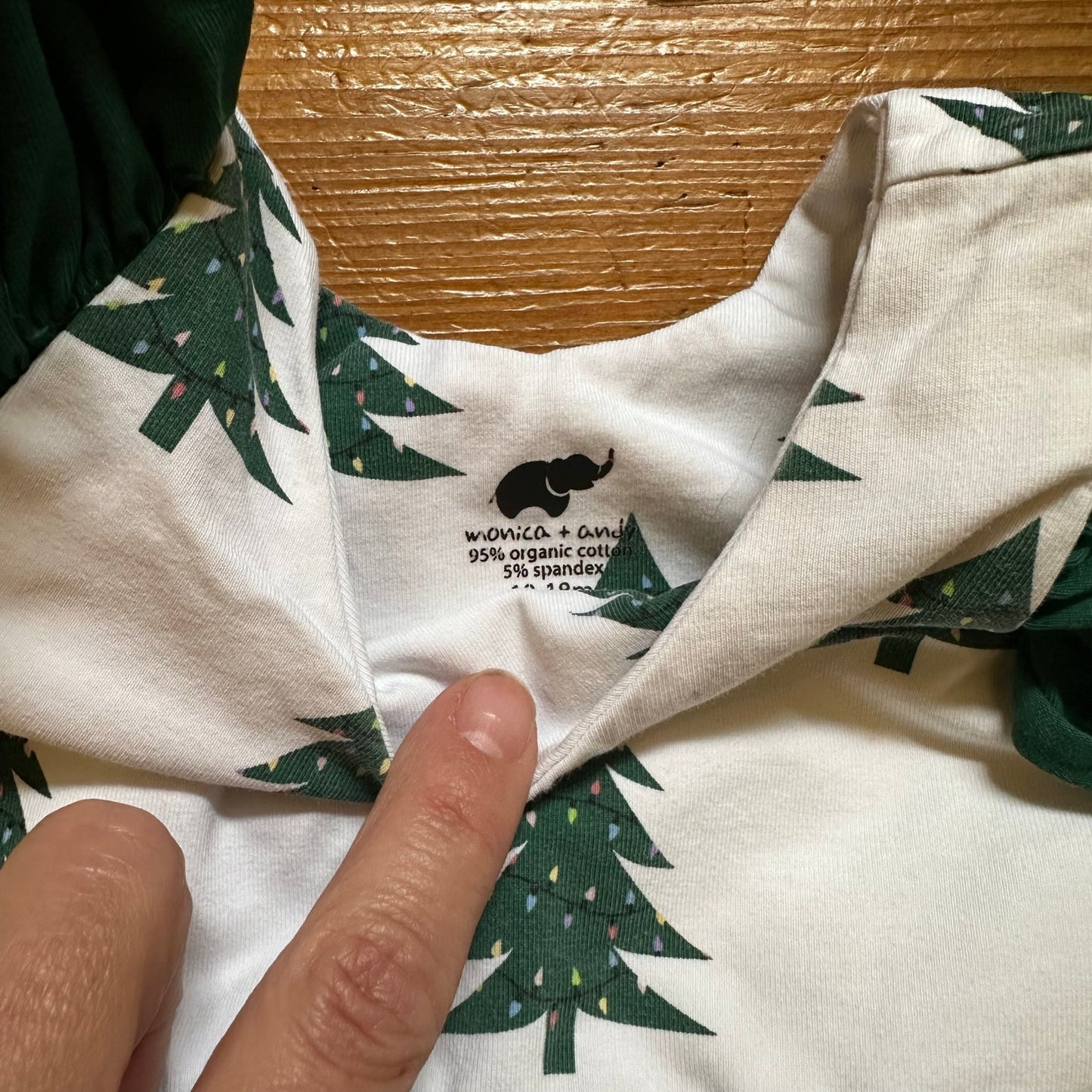 Monica + Andy white Christmas tree ruffle long sleeve dress SIZE 12-18M