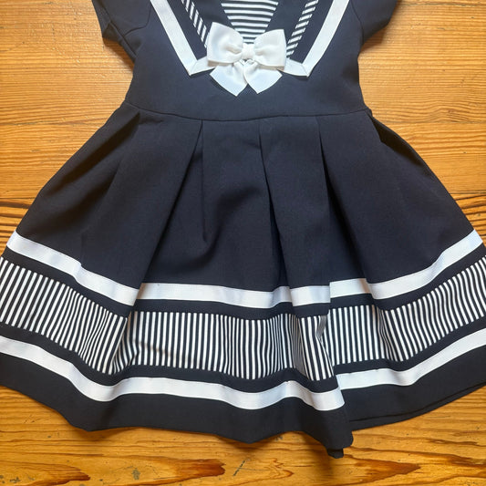 Jessica Ann dark blue white Navy short sleeve girls dress SIZE 3T