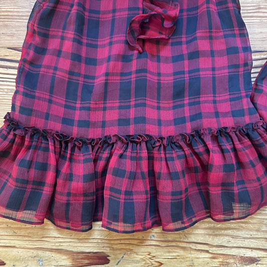 Ralph Lauren red black checkered collar ruffle dress SIZE 12M