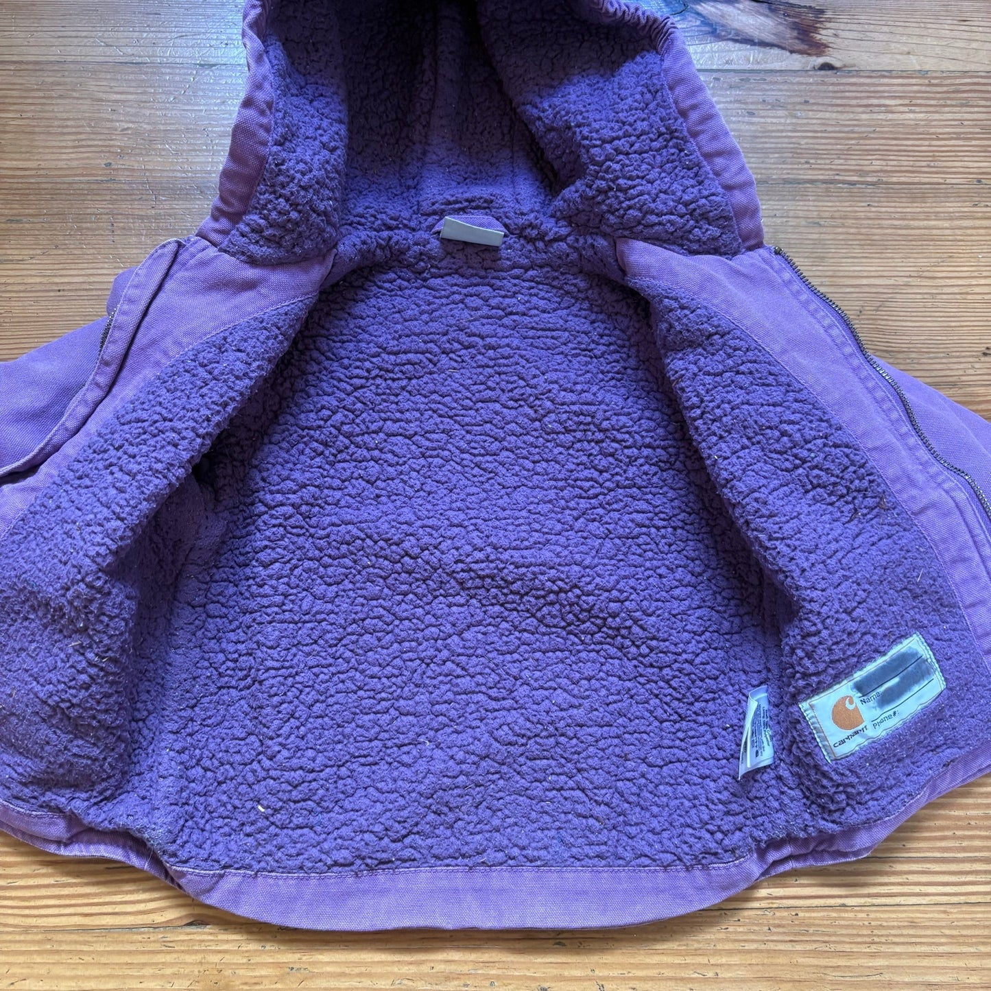Carhartt purple fleece lined heavy hooded full zip toddler coat SIZE 24M