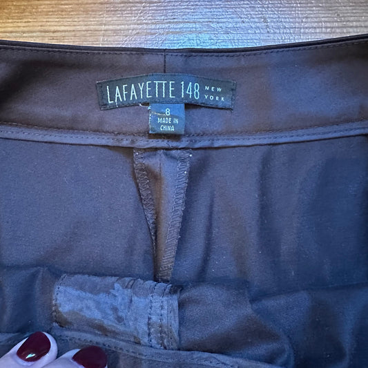 Lafayette 148 New York brown wide leg high rise trouser pant SIZE 8