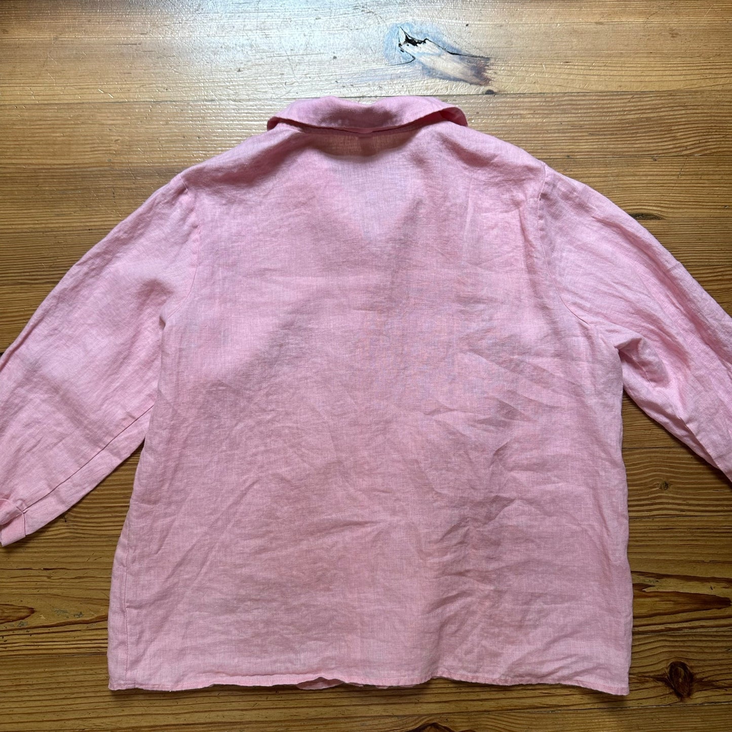 Grae Cove light pink linen button up quarter sleeve shirt SIZE XL