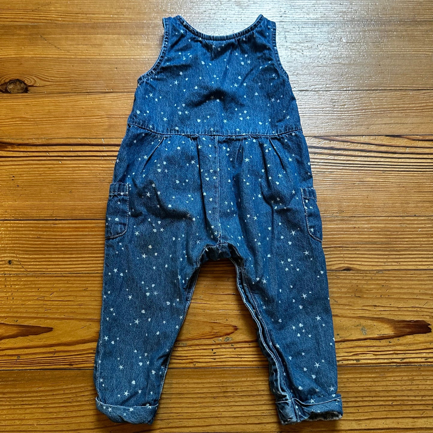 Tommy Hilfiger jean sleeveless pink emblem long pant romper SIZE 18M