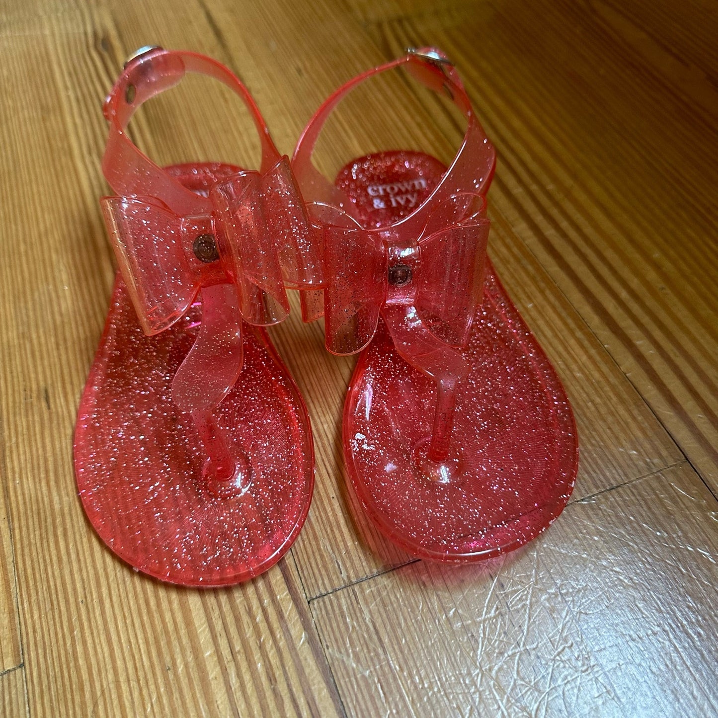 Crown & Ivy pink glitter bow jellie thing sandal SIZE 11
