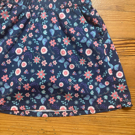 Pacific Trail blue floral athletic lined elastic waist girls skort SIZE XS