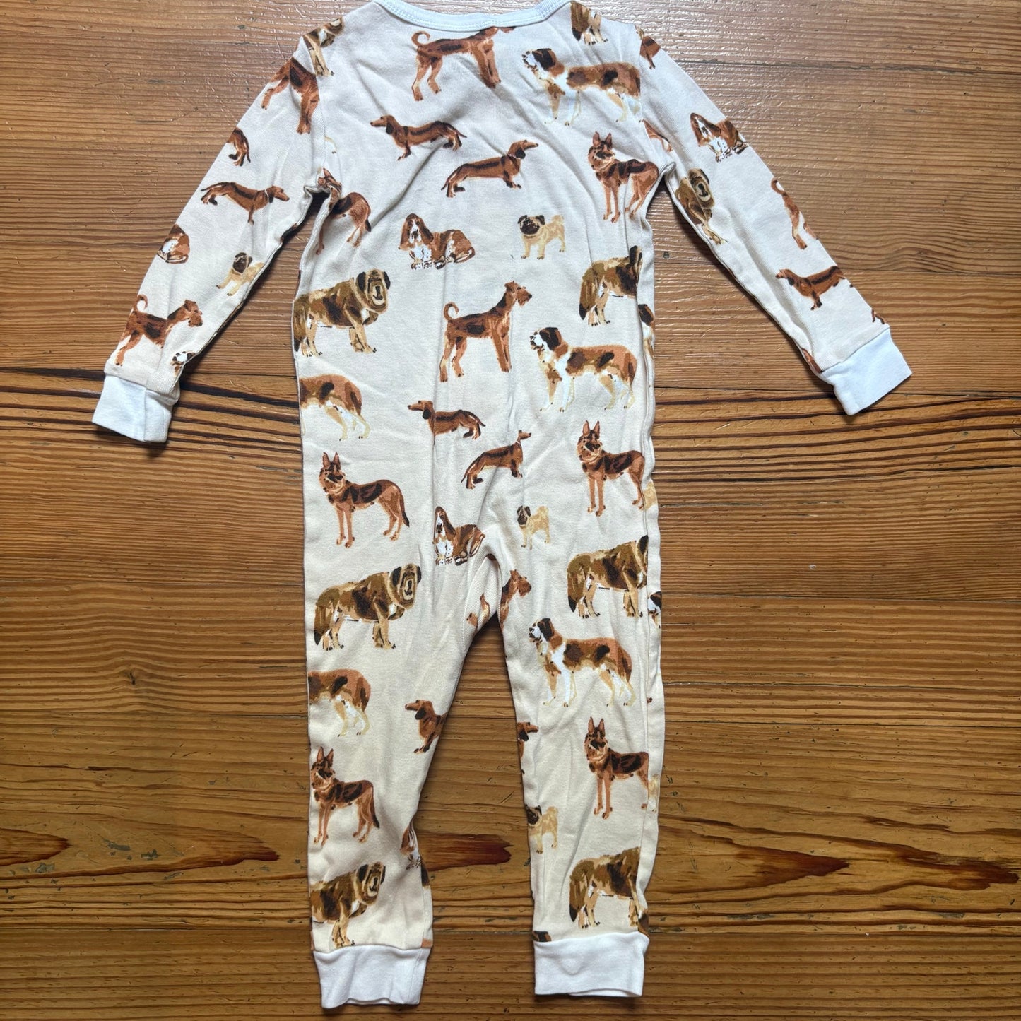 MilkBarn cream dog graphic full zip organic sleeper one piece SIZE 12-18M