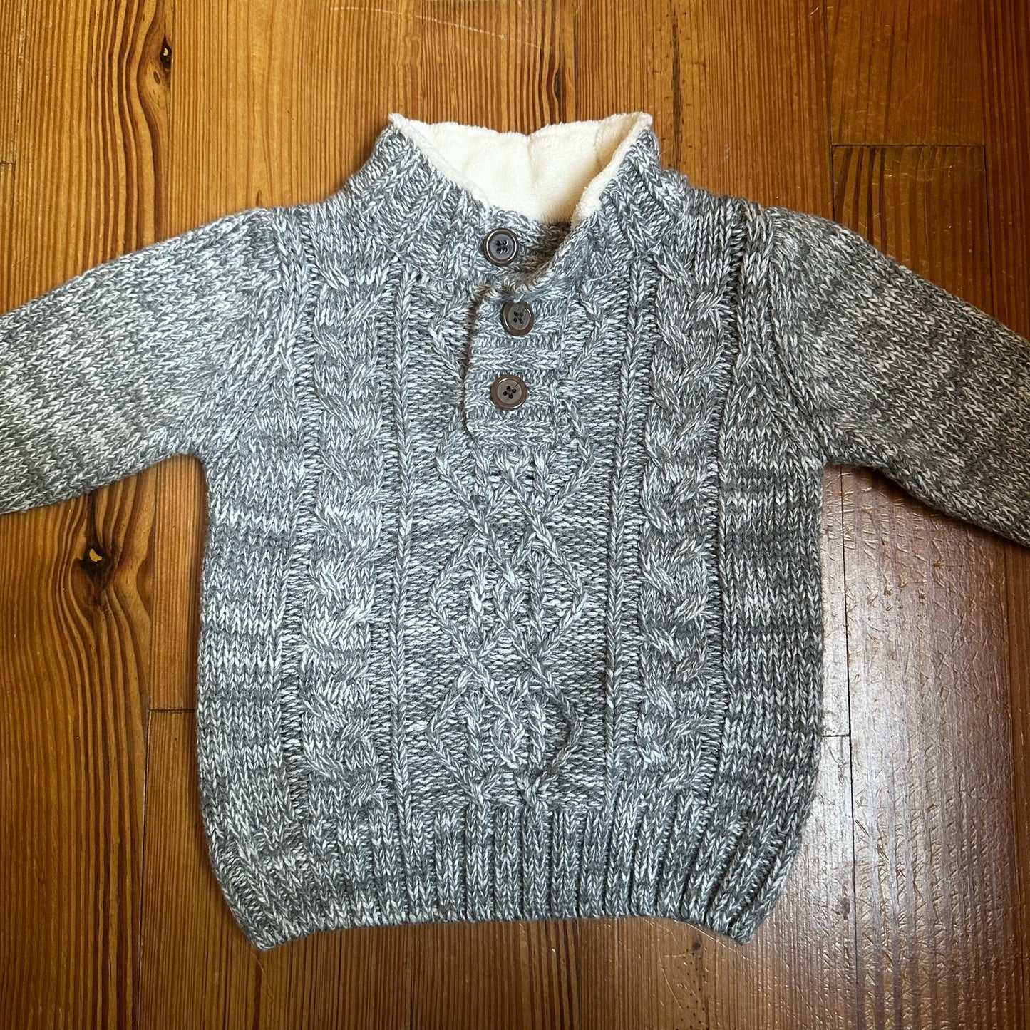 Little Lad gray pullover cable kit elbow pads sweater SIZE 2T