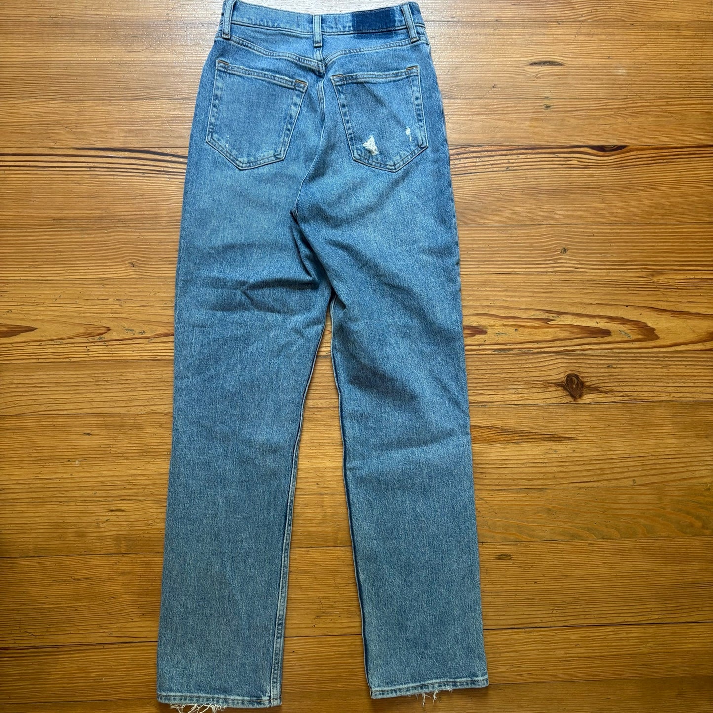 Abercrombie & Fitch medium wash asymmetrical button 90s high rise jeans SIZE 4