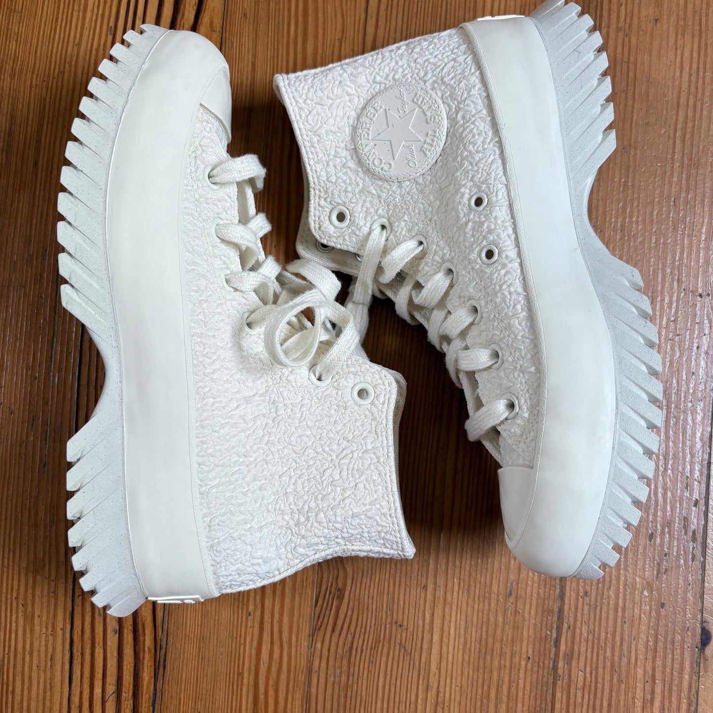 Converse All Star Chuck Taylor white textured high top platform sneakers SIZE 8