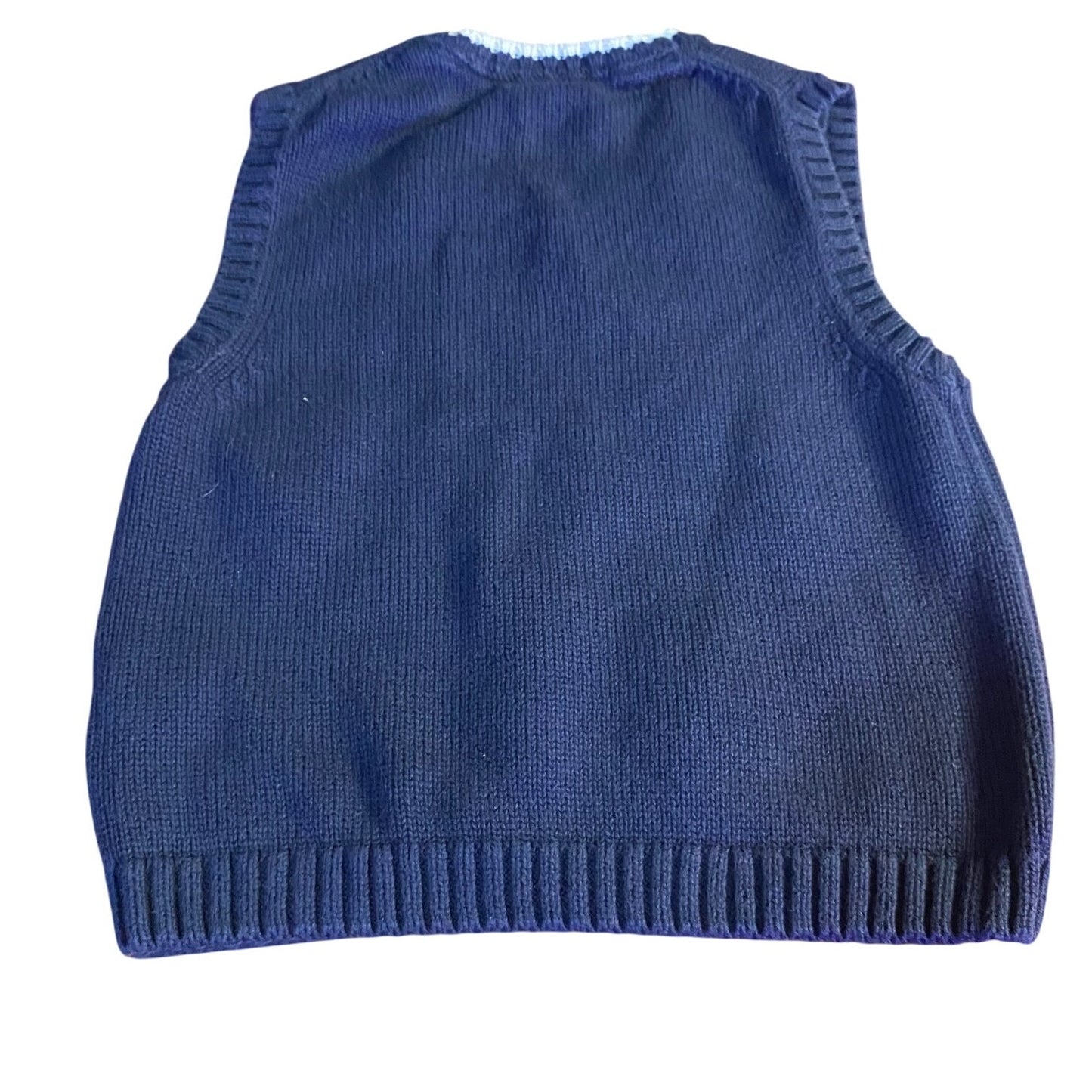 Janie and Jack navy blue white anchor knit boys sweater vest SIZE 2T