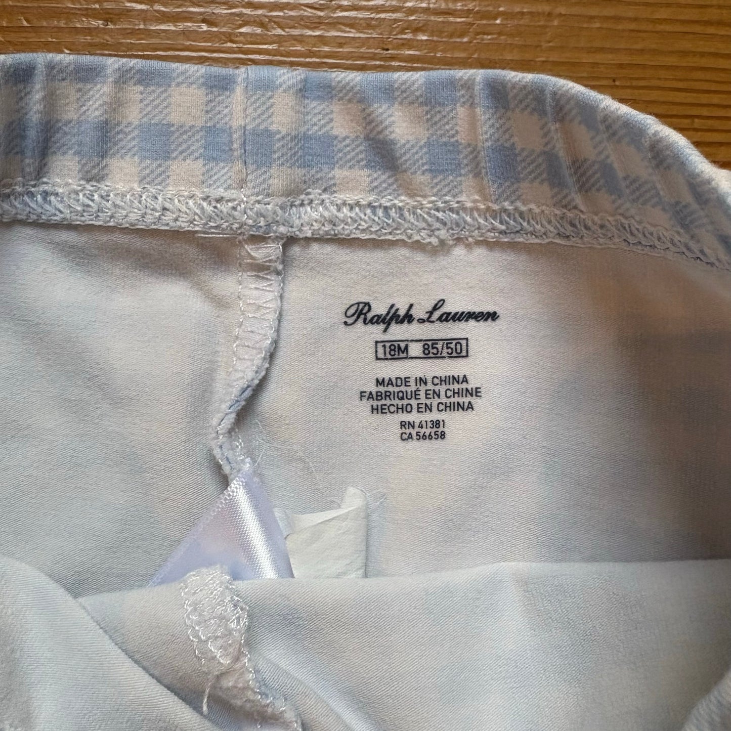 Ralph Lauren light blue white gingham checkered baby stretch pants SIZE 18M