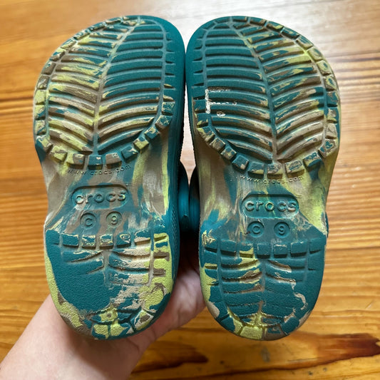 CROCS green blue classic slip on clogs SIZE 9
