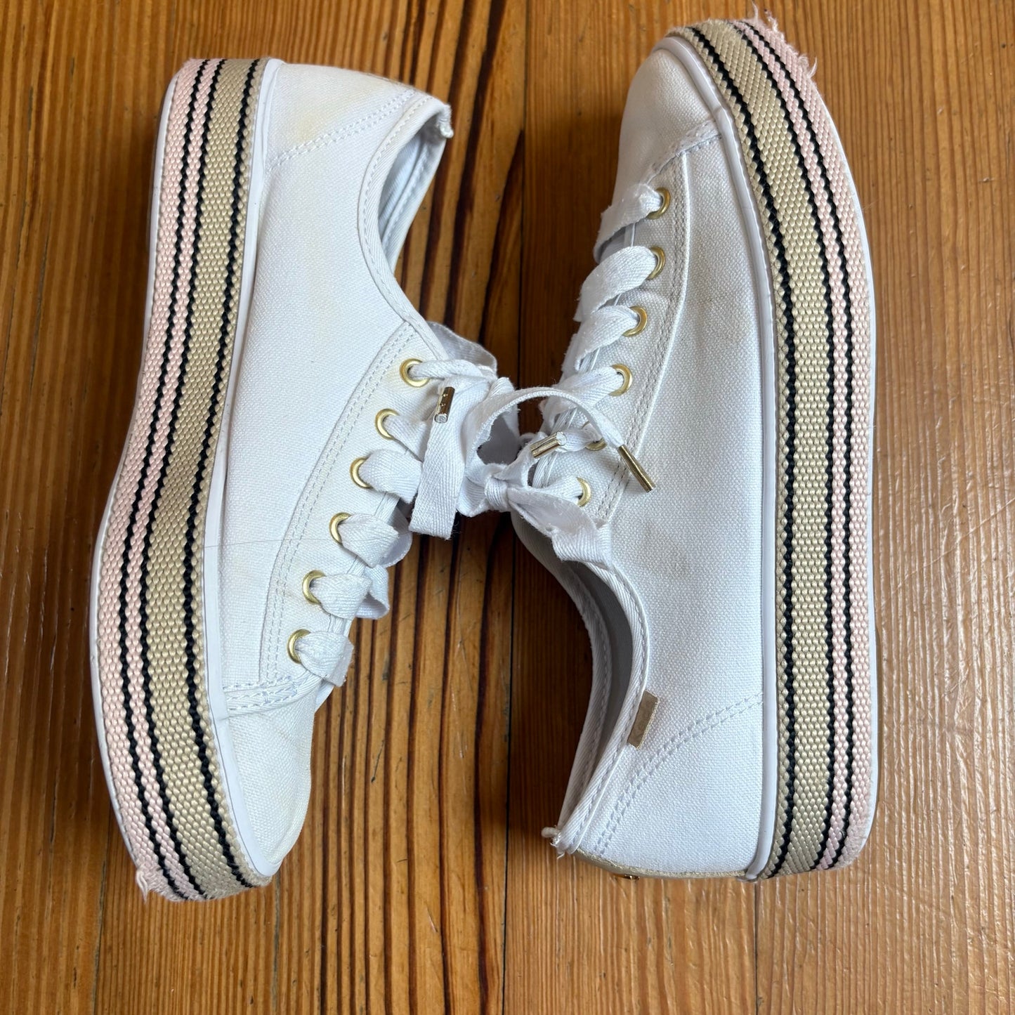 Keds X Kate Spade white platform low top lace sneakers SIZE 7.5