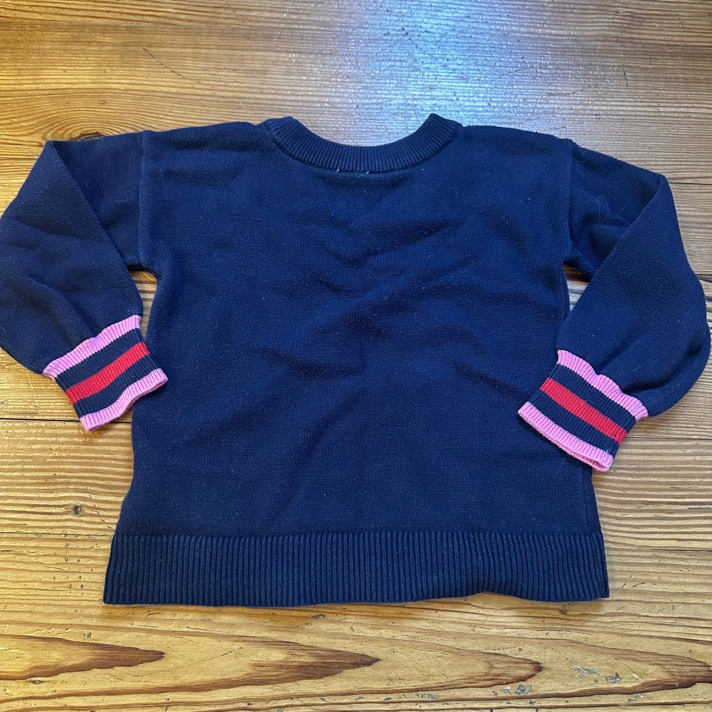 Gap navy blue pink heart valentines long sleeve crew sweater SIZE XS 4/5