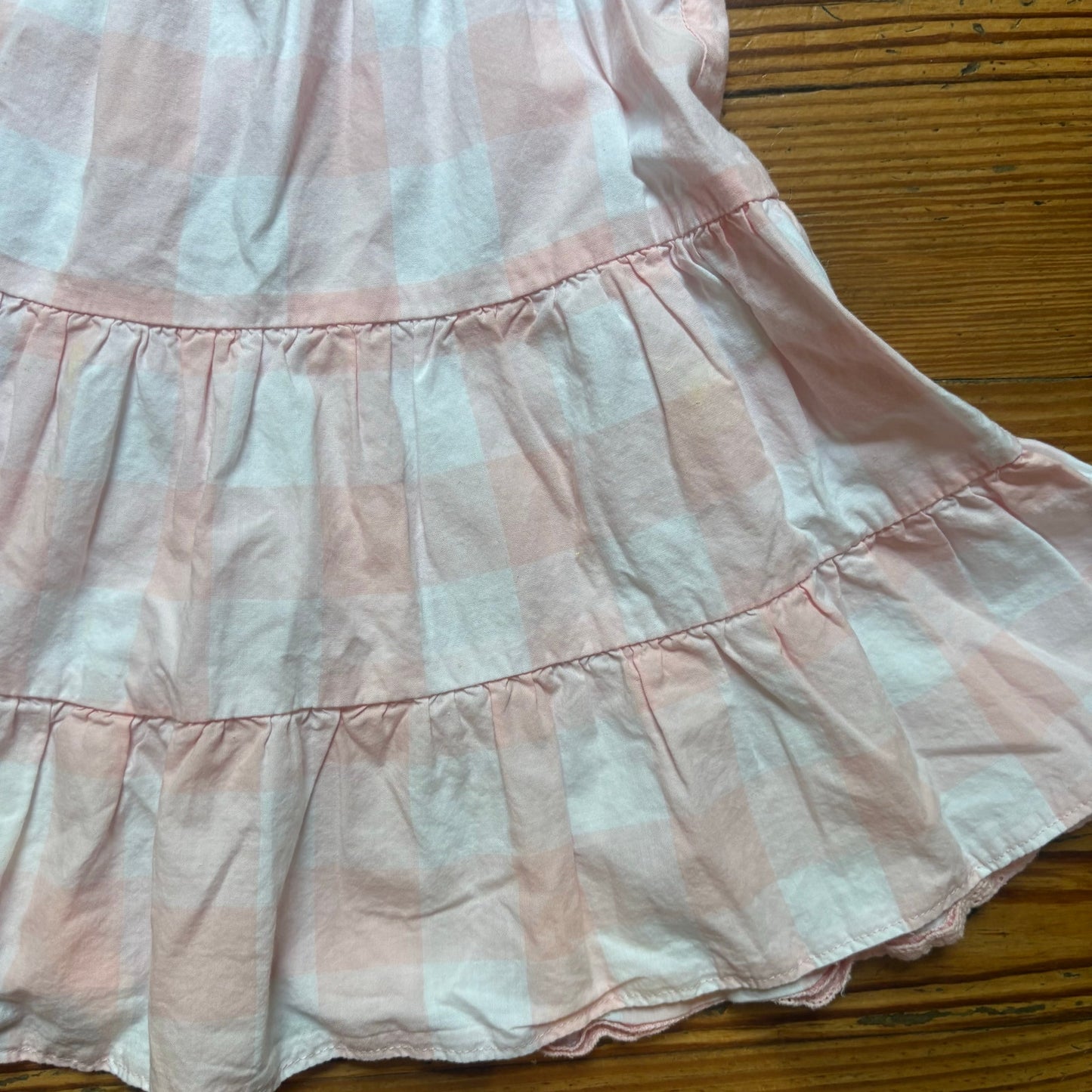 Tommy Hilfiger pink white checkered sleeveless eyelet toddler dress SIZE 3T