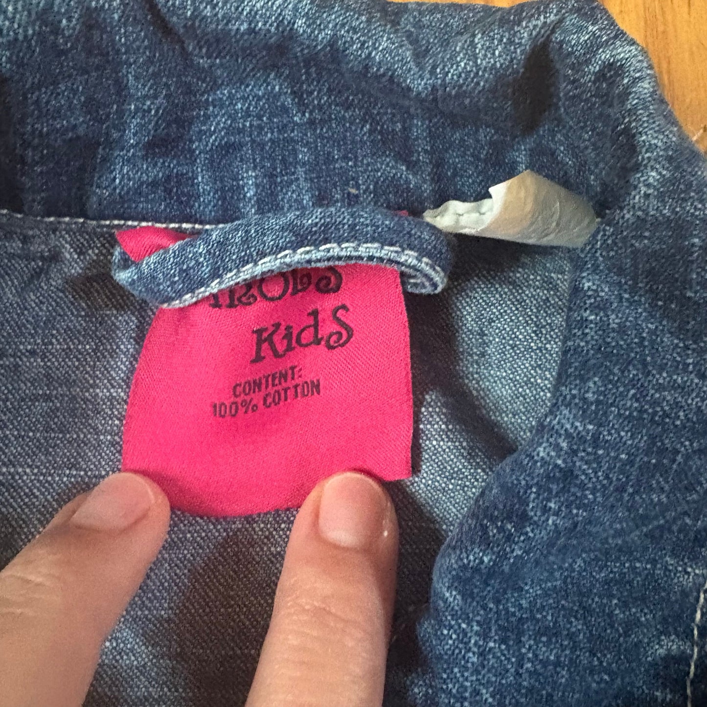 Carol's Kids jean 90s racing dark wash full zip girls jacket SIZE M