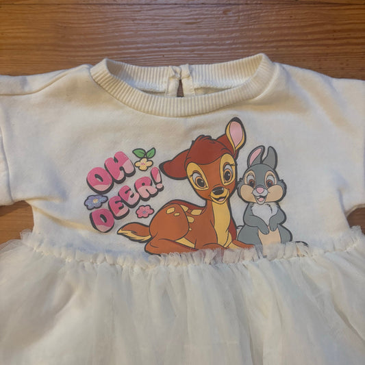 Disney Bambi white Oh Deer long sleeve tulle bottom baby shirt SIZE 6-9M