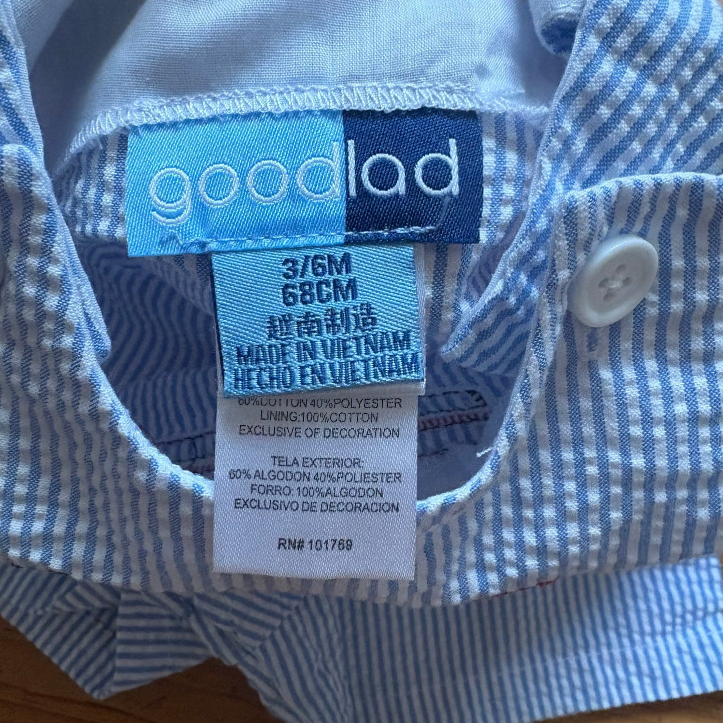 Good Lad blue white seersucker American flag baby overalls SIZE 3-6M
