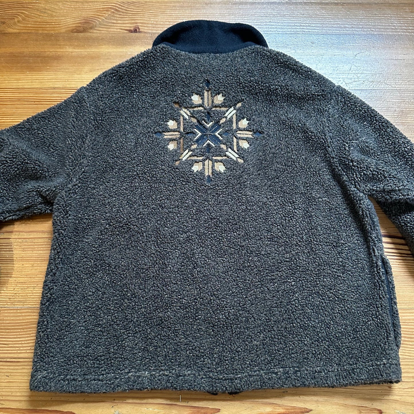 Jarray vintage brown black full zip fleece collar VAIL snowflake sweater SIZE L