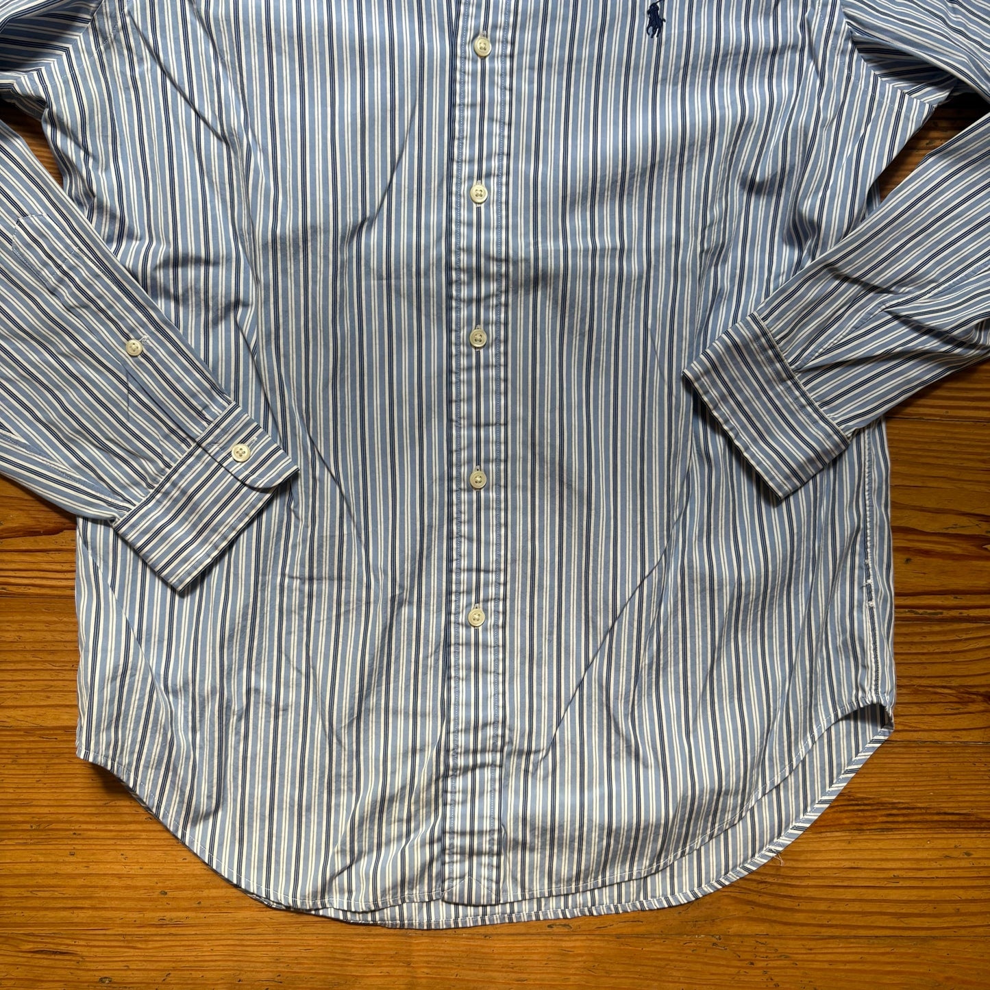 Ralph Lauren blue striped classic fit mens long sleeve button up shirt SIZE M