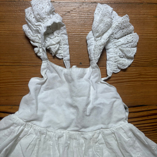 Smocked Sweets white eyelet ruffle toddler adjustable tank top SIZE 2T