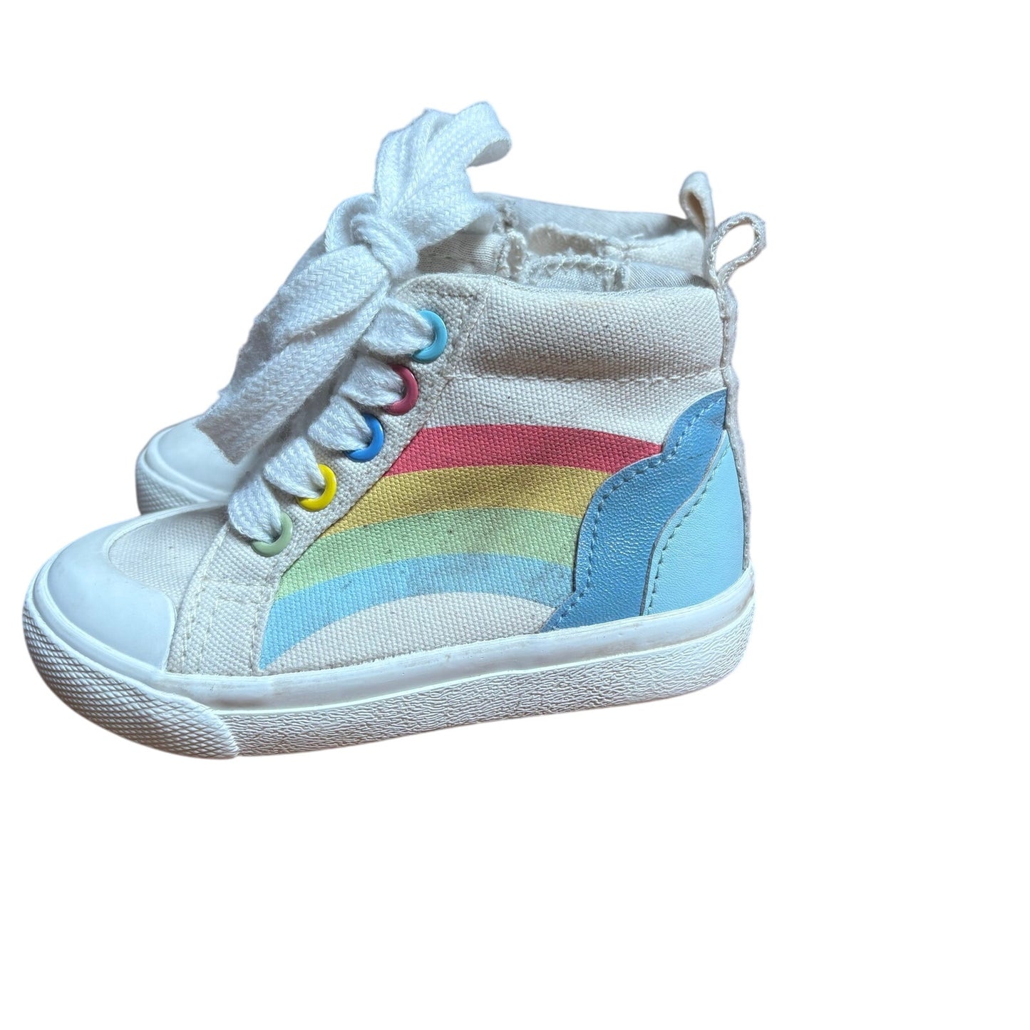 Cat & Jack white rainbow sunshine high top sneakers SIZE 5
