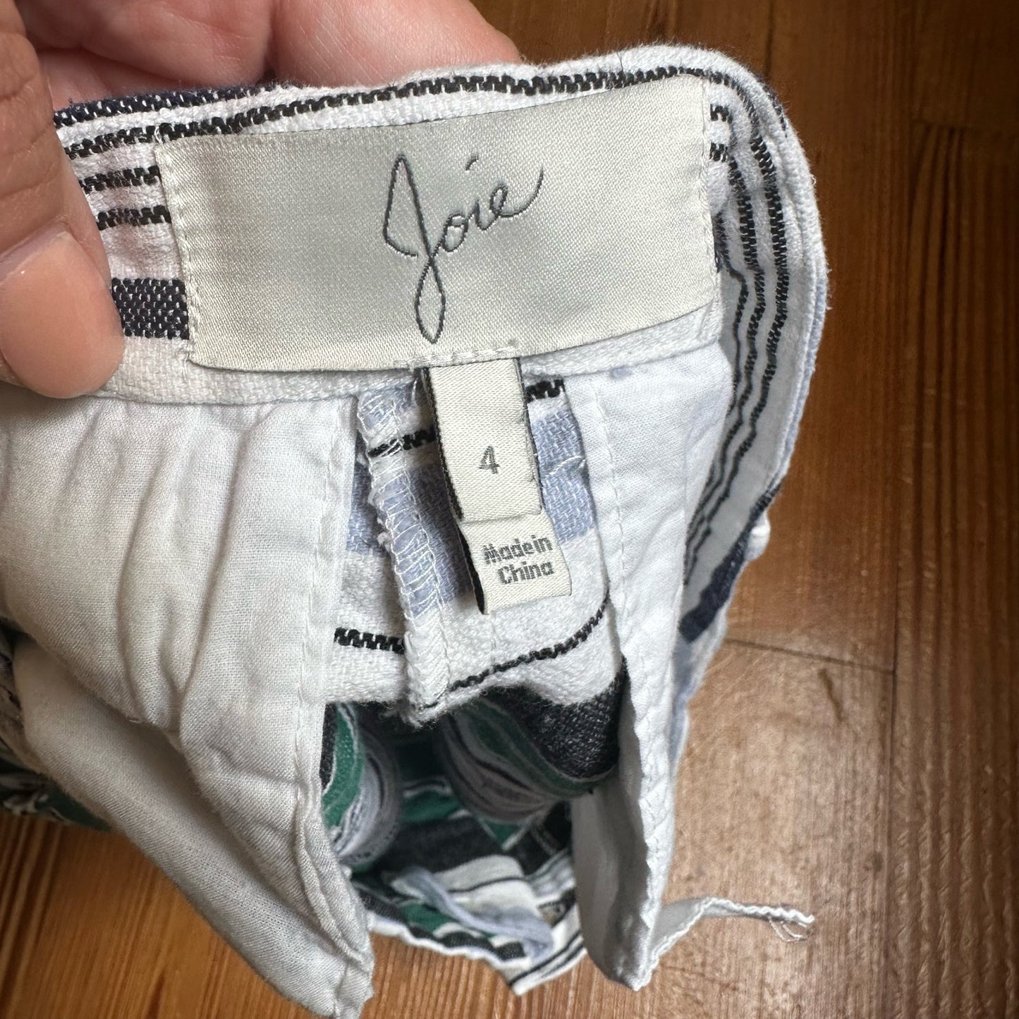 Josie white gray green striped linen shorts SIZE 4