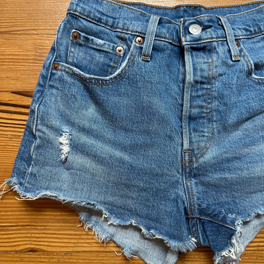 Levi's 501 button fly medium wash cut off jean shorts SIZE 25